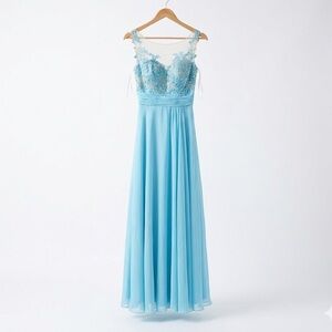 MAC DUGGAL Ice Blue Embellished Prom Dress - Size 0